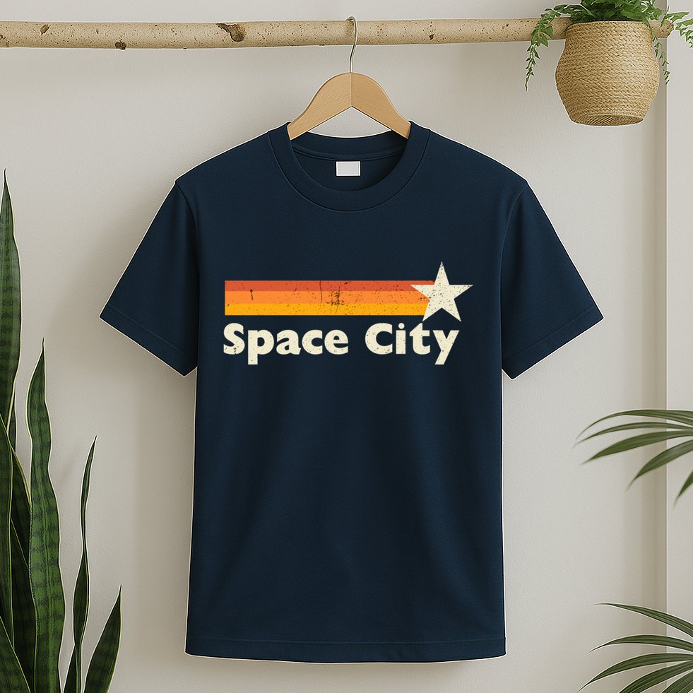 Retro Distressed Houston Baseball Space City T-Shirt