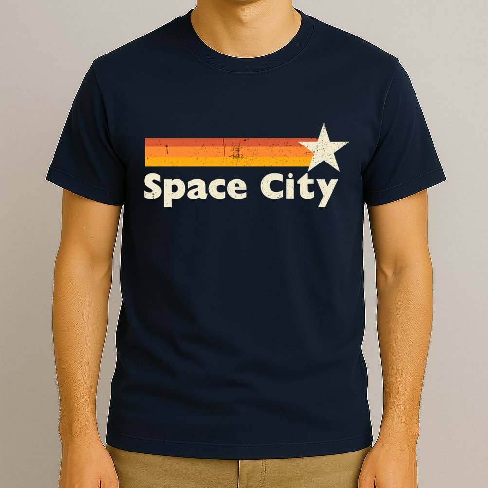 Retro Distressed Houston Baseball Space City T-Shirt