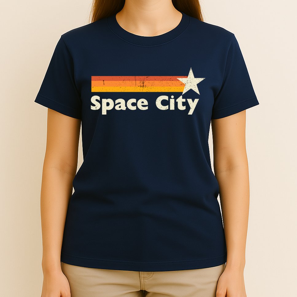 Retro Distressed Houston Baseball Space City T-Shirt