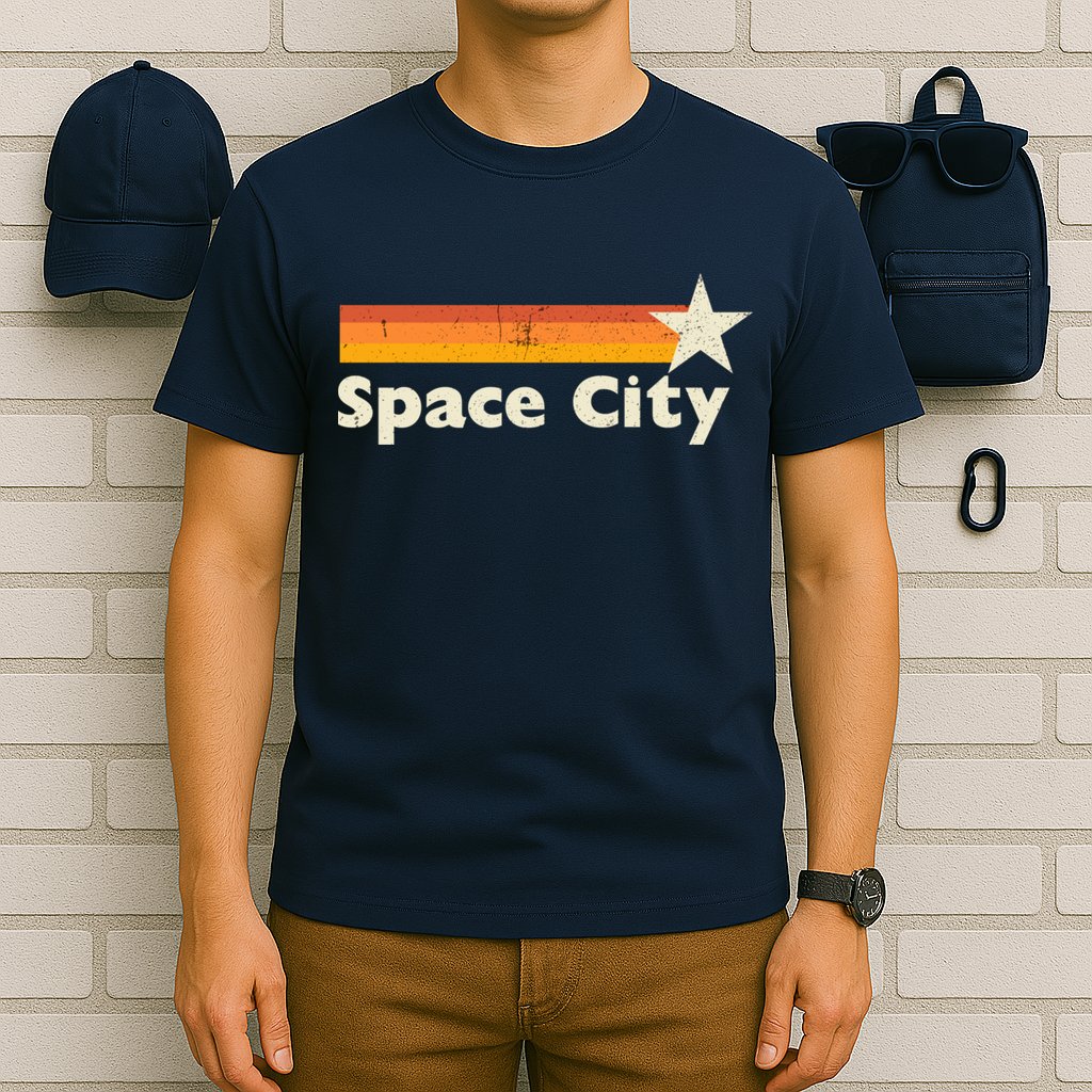 Retro Distressed Houston Baseball Space City T-Shirt