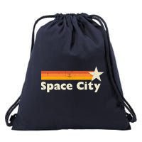 Retro Distressed Houston Baseball Space City Drawstring Bag