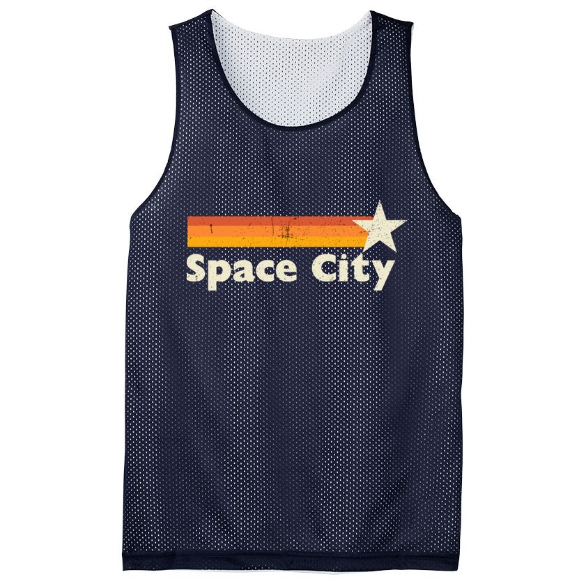Retro Distressed Houston Baseball Space City Mesh Reversible Basketball Jersey Tank