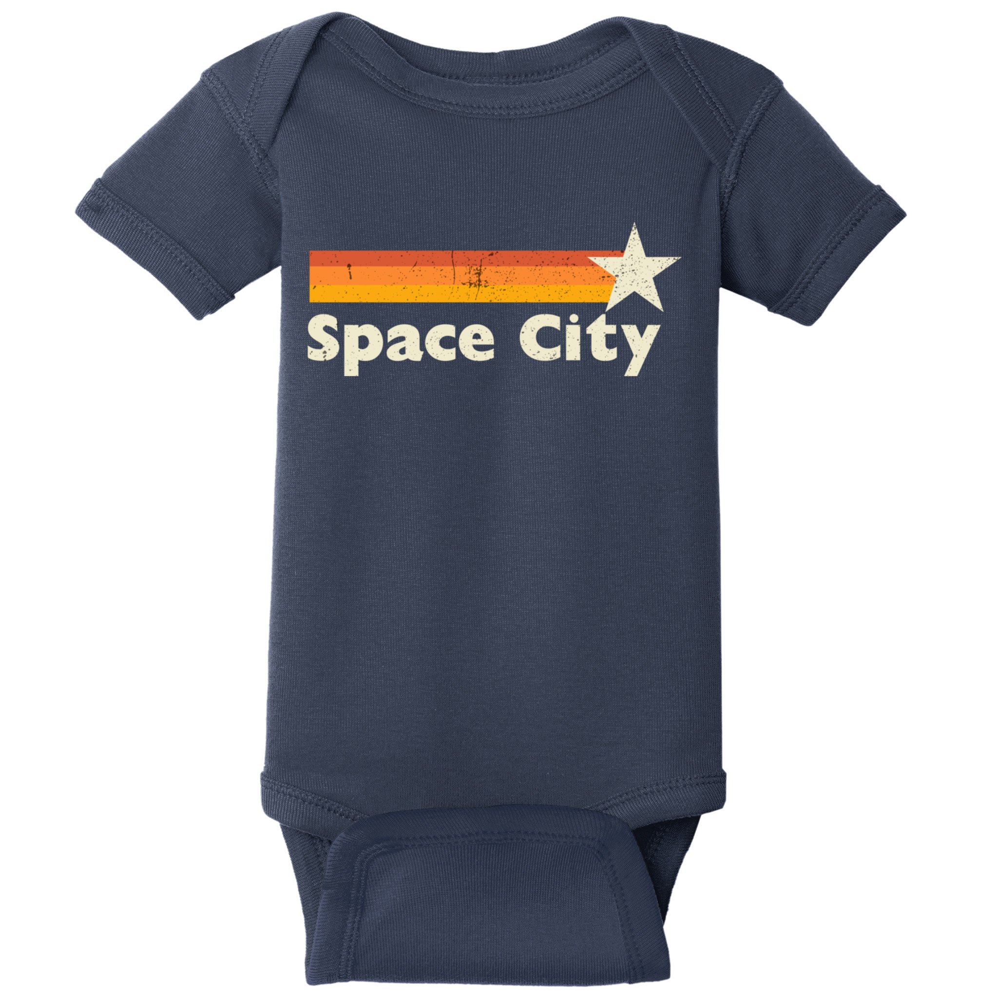 Retro Distressed Houston Baseball Space City Baby Bodysuit