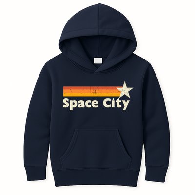 Retro Distressed Houston Baseball Space City Kids Hoodie