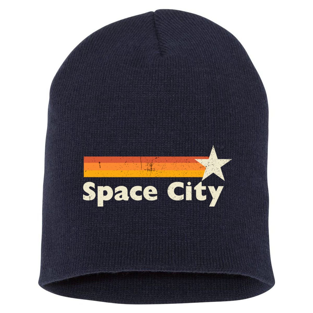 Retro Distressed Houston Baseball Space City Short Acrylic Beanie
