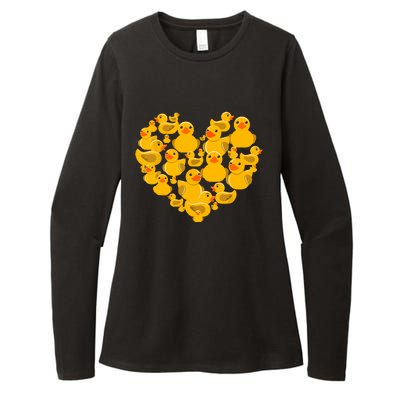 Rubber Duck Heart Valentine Day As Family Womens CVC Long Sleeve Shirt