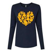 Rubber Duck Heart Valentine Day As Family Womens Cotton Relaxed Long Sleeve T-Shirt