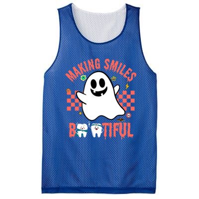 Retro Dental Halloween Making Smiles Bootiful Trick Or Th Funny Gift Mesh Reversible Basketball Jersey Tank