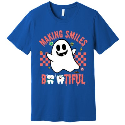 Retro Dental Halloween Making Smiles Bootiful Trick Or Th Funny Gift Premium T-Shirt