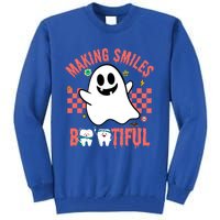 Retro Dental Halloween Making Smiles Bootiful Trick Or Th Funny Gift Tall Sweatshirt