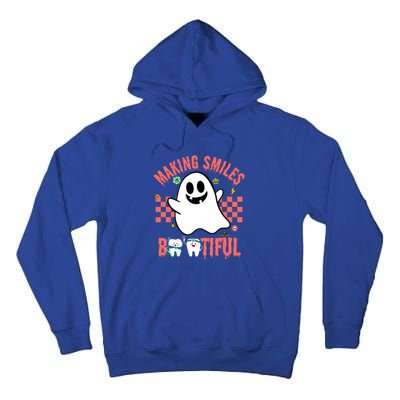 Retro Dental Halloween Making Smiles Bootiful Trick Or Th Funny Gift Tall Hoodie