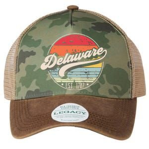 Retro Delaware Home State De Cool 70s Style Sunset Legacy Tie Dye Trucker Hat