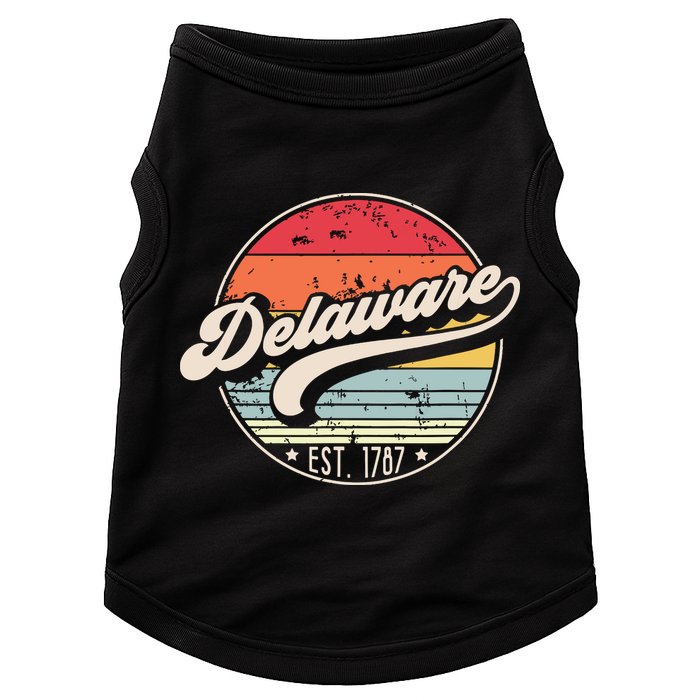 Retro Delaware Home State De Cool 70s Style Sunset Doggie Tank