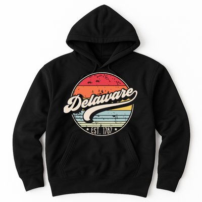 Retro Delaware Home State De Cool 70s Style Sunset Hoodie