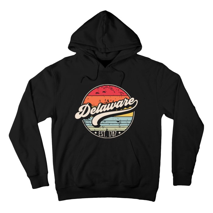 Retro Delaware Home State De Cool 70s Style Sunset Hoodie