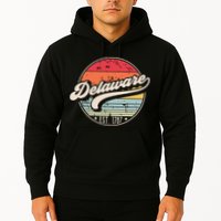 Retro Delaware Home State De Cool 70s Style Sunset Hoodie