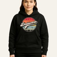 Retro Delaware Home State De Cool 70s Style Sunset Hoodie