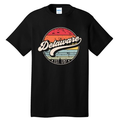 Retro Delaware Home State De Cool 70s Style Sunset Tall T-Shirt