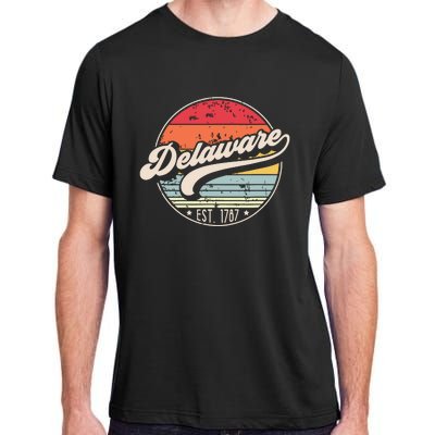 Retro Delaware Home State De Cool 70s Style Sunset Adult ChromaSoft Performance T-Shirt