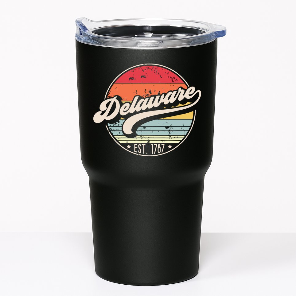 Retro Delaware Home State De Cool 70s Style Sunset Tumbler
