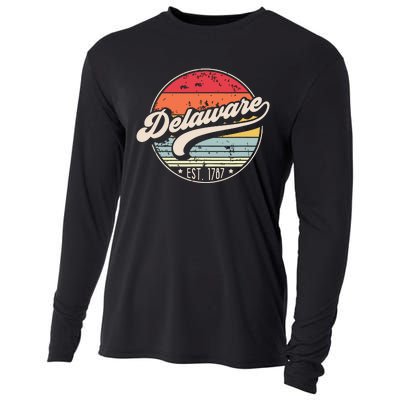 Retro Delaware Home State De Cool 70s Style Sunset Cooling Performance Long Sleeve Crew