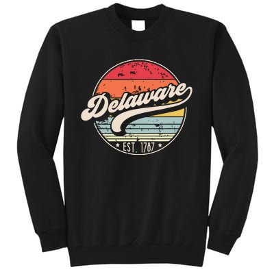 Retro Delaware Home State De Cool 70s Style Sunset Tall Sweatshirt