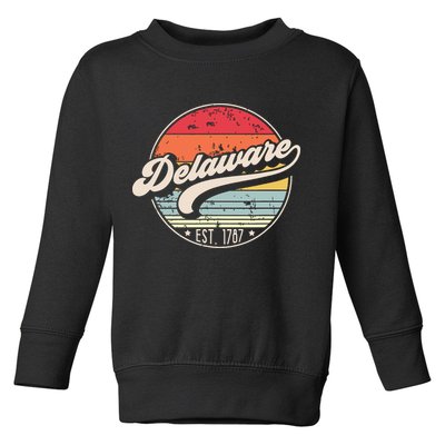 Retro Delaware Home State De Cool 70s Style Sunset Toddler Sweatshirt