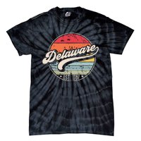 Retro Delaware Home State De Cool 70s Style Sunset Tie-Dye T-Shirt