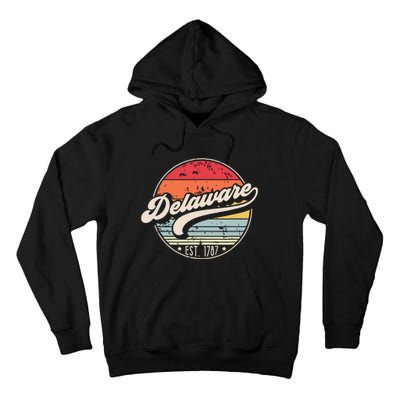 Retro Delaware Home State De Cool 70s Style Sunset Tall Hoodie