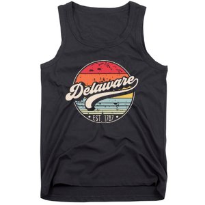 Retro Delaware Home State De Cool 70s Style Sunset Tank Top