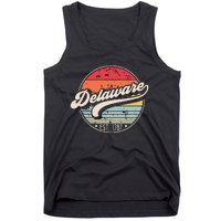 Retro Delaware Home State De Cool 70s Style Sunset Tank Top