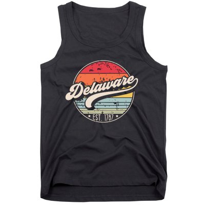 Retro Delaware Home State De Cool 70s Style Sunset Tank Top