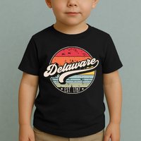 Retro Delaware Home State De Cool 70s Style Sunset Toddler T-Shirt