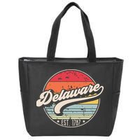 Retro Delaware Home State De Cool 70s Style Sunset Zip Tote Bag