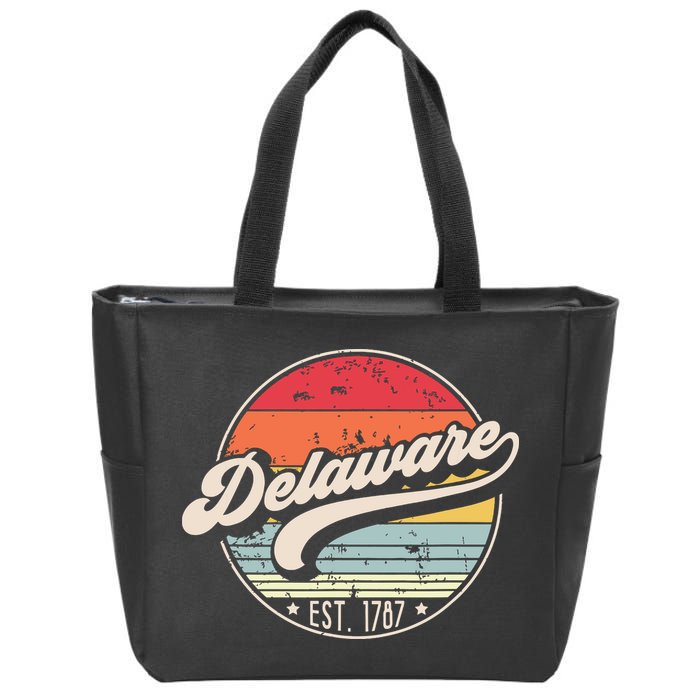 Retro Delaware Home State De Cool 70s Style Sunset Zip Tote Bag