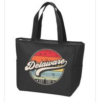 Retro Delaware Home State De Cool 70s Style Sunset Zip Tote Bag