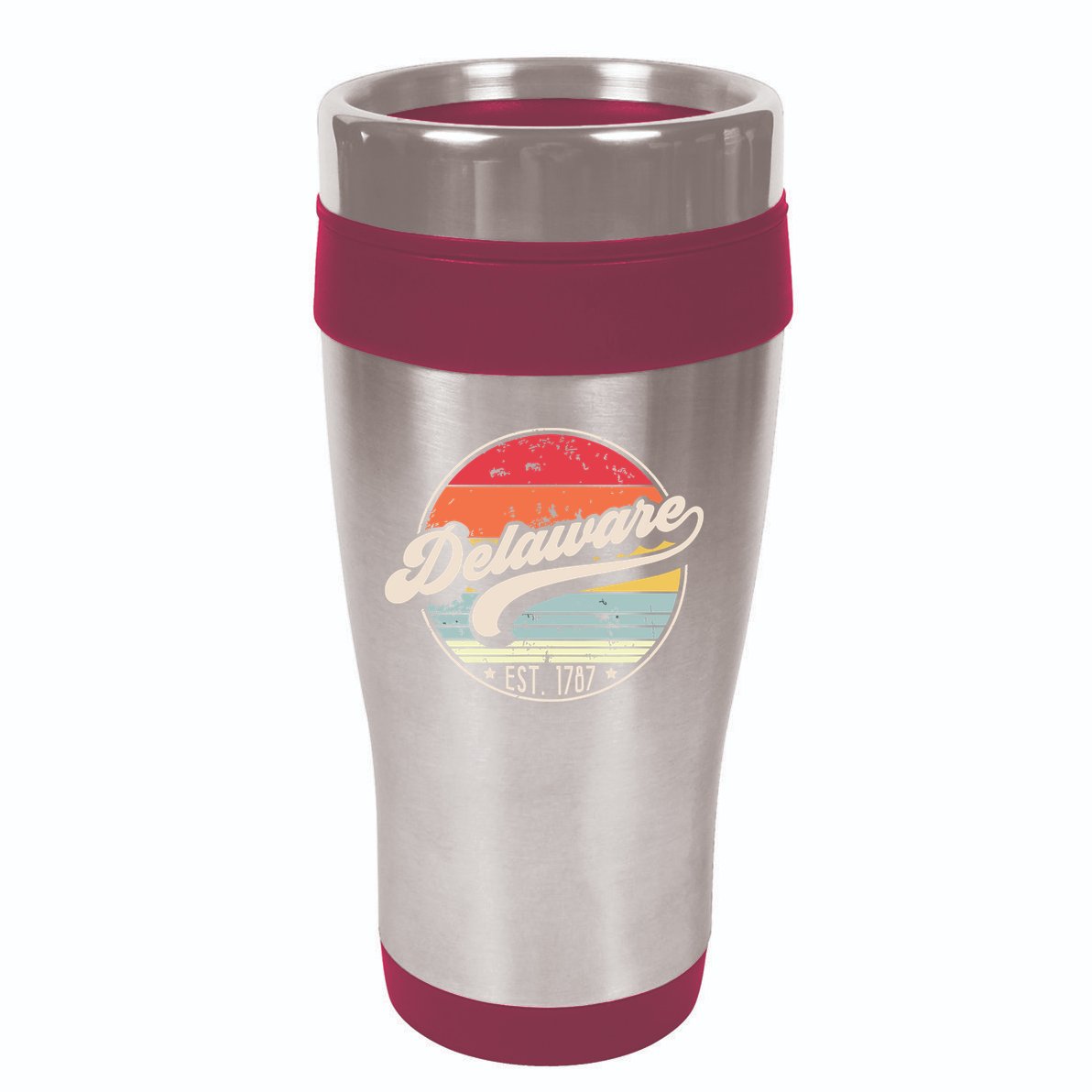 Retro Delaware Home State De Cool 70s Style Sunset 16oz Travel Tumbler