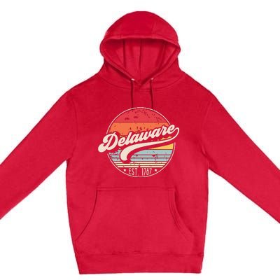 Retro Delaware Home State De Cool 70s Style Sunset Premium Pullover Hoodie