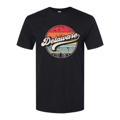 Retro Delaware Home State De Cool 70s Style Sunset Softstyle CVC T-Shirt