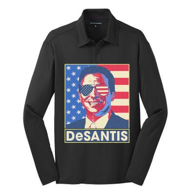 Ron Desantis Hope Poster Vote For Republican President 2024 Silk Touch Performance Long Sleeve Polo