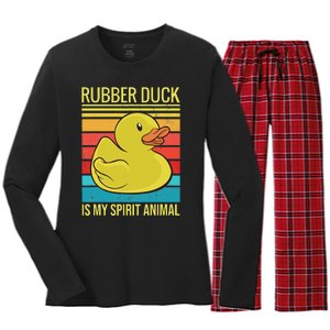 Rubber Duck Is My Spirit Animal I Duck Lover Women's Long Sleeve Flannel Pajama Set 