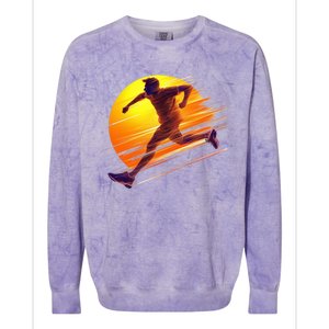 Running Dad In The Sunset Endless Trails And Golden Skies Great Gift Colorblast Crewneck Sweatshirt