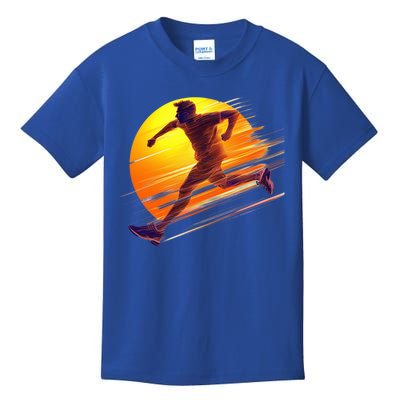 Running Dad In The Sunset Endless Trails And Golden Skies Great Gift Kids T-Shirt