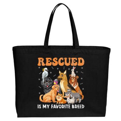 Rescued Dog Is My Favorite Breed Animals Rescue Dogs Lover Cotton Canvas Jumbo Tote