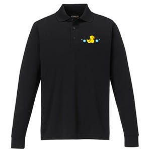 Rubber Duck In Water Love Rubber Ducks Gift Performance Long Sleeve Polo