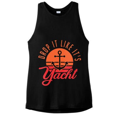 Retro Drop It Likes Its Yacht Funny Sailing Ladies PosiCharge Tri-Blend Wicking Tank