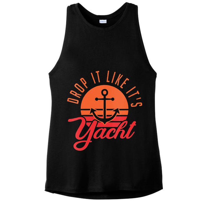 Retro Drop It Likes Its Yacht Funny Sailing Ladies PosiCharge Tri-Blend Wicking Tank