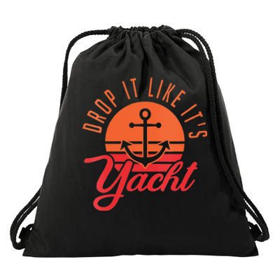 Retro Drop It Likes Its Yacht Funny Sailing Drawstring Bag