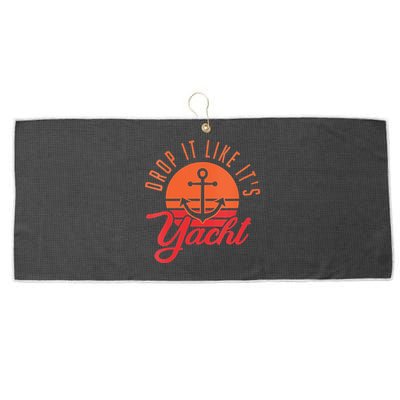 Retro Drop It Likes Its Yacht Funny Sailing Large Microfiber Waffle Golf Towel