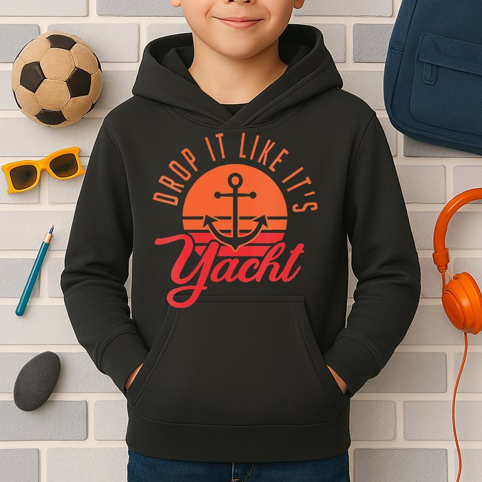 Retro Drop It Likes Its Yacht Funny Sailing Kids Hoodie
